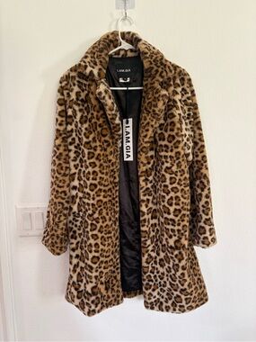 I.AM.GIA NWT Leopard Print Faux Fur Coat